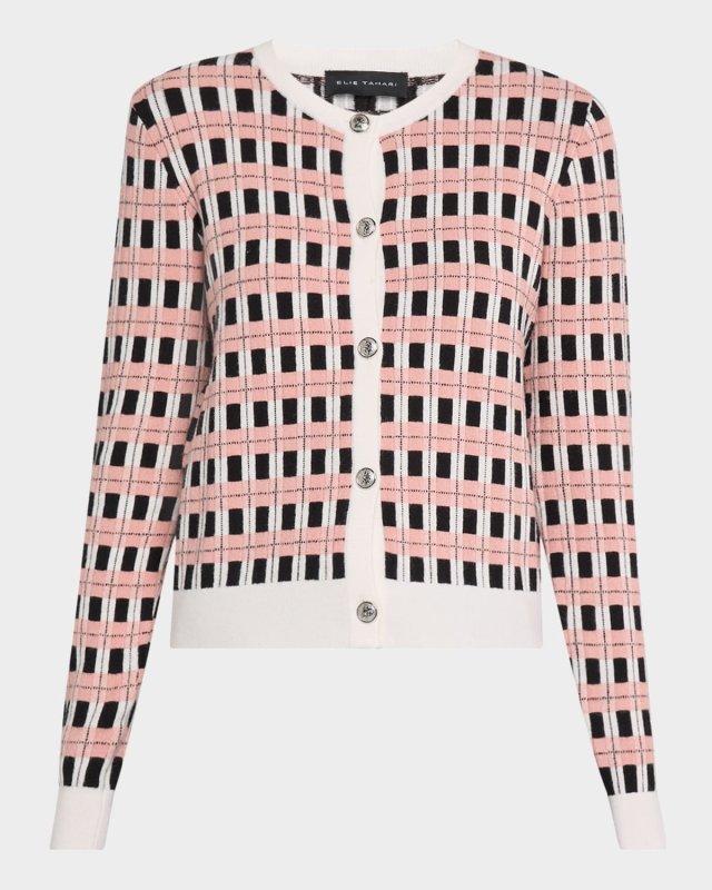 The Loxley Button-Down Check Knit Cardigan